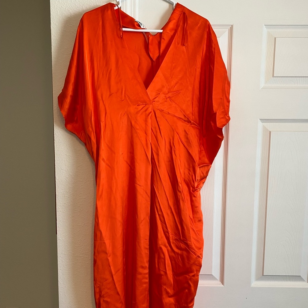 Orange Satin Dress